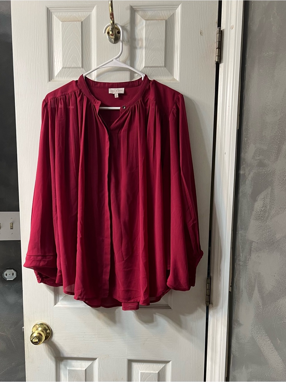 Lucky Brand Burgundy Sheer Button-Down Blouse – Women’s XL
